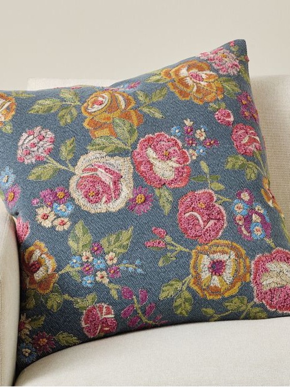 Pottery Barn “Christa” Floral Embroidered Boho Cottagecore Pillow Covers 2 Ct.